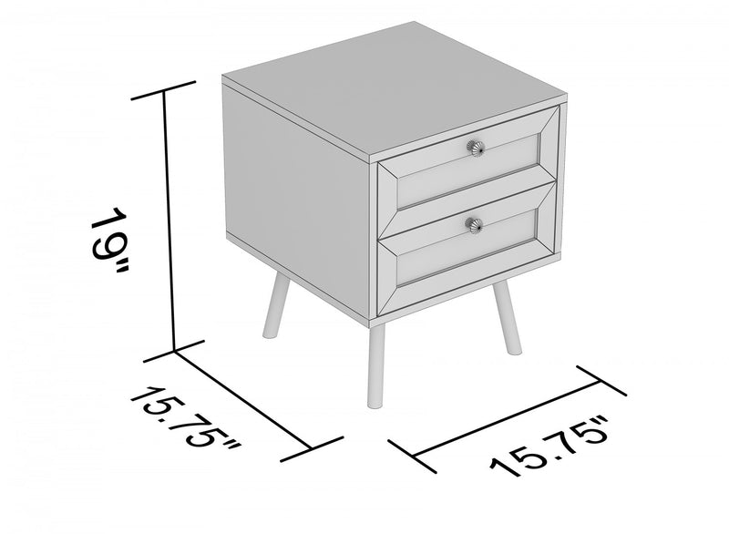 End Table With 2 Drawers - Natural Brown Wood Look