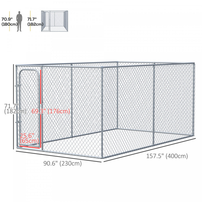 Pawhut 99 Sq. Ft. Dog Playpen Outdoor, Walk-in Dog Run Kennel Puppy Exercise Pen With Galvanized Steel Frame, For Small And Medium Dogs, 13' X 7.5' X 6'