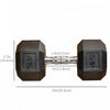 Soozier Rubber Hex Dumbbell for Body Fitness Training, 45lbs