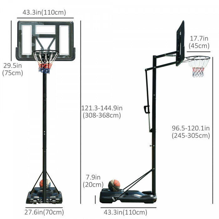 Soozier Mobile Basketball Stand Basketball Hoop With Height Adjustable