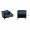 Dumbo Modern 20" Fluted Nightstand in Midnight Blue (1-Drawer) - Set of 2 | Table de nuit moderne Dumbo 20" a cannelures en bleu minuit (1 tiroir) - Lot de 2