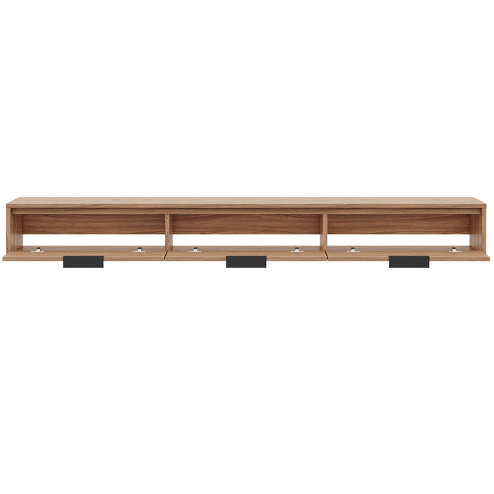 Nordika Slim 72\" Wall-Mounted TV Stand with 3 Storage Cabinets - Light Walnut