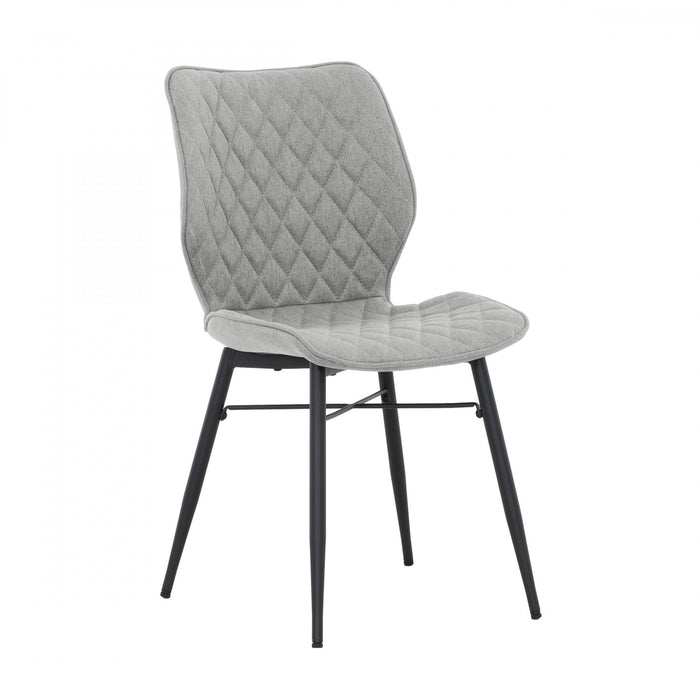 Rourke Taupe Diamond-Quilted Armless Accent Chair with Black Metal Legs (Set of 2)