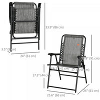 Outsunny Outdoor Folding Chair, Bungee Sling Foldable Chair, Grey