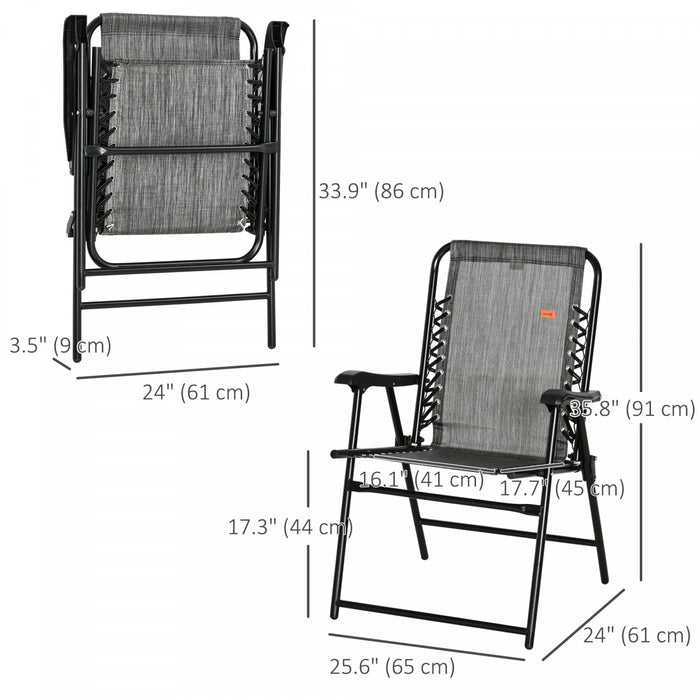 Outsunny Outdoor Folding Chair, Bungee Sling Foldable Chair, Grey