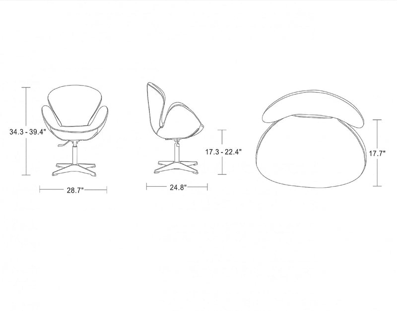 Raspberry Modern Upholstered Swivel Lounge Chair in Red - Set of 2 Accent Chair