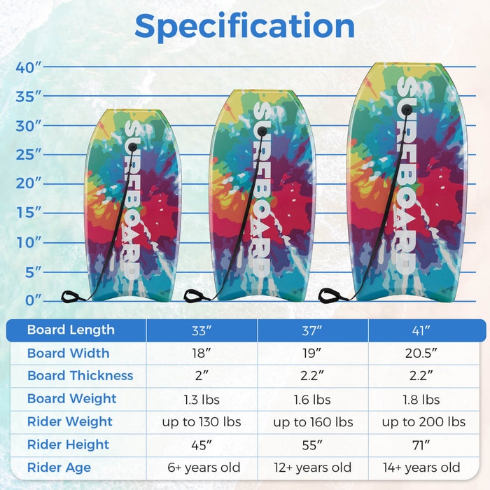 Costway 37\" Lightweight Body Board With Eps Core Xpe Deck Hdpe Bottom Crescent Tail Colorful