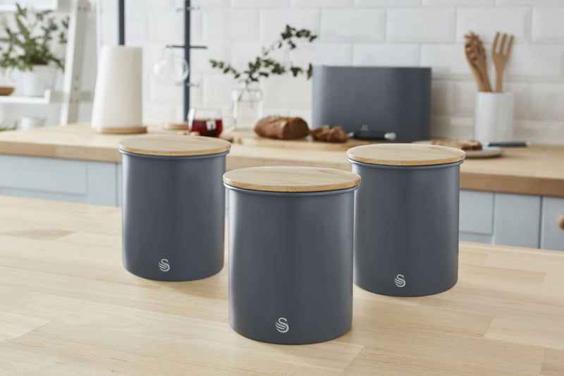 Salton Swan Nordic Grey Cannisters - Set of 3