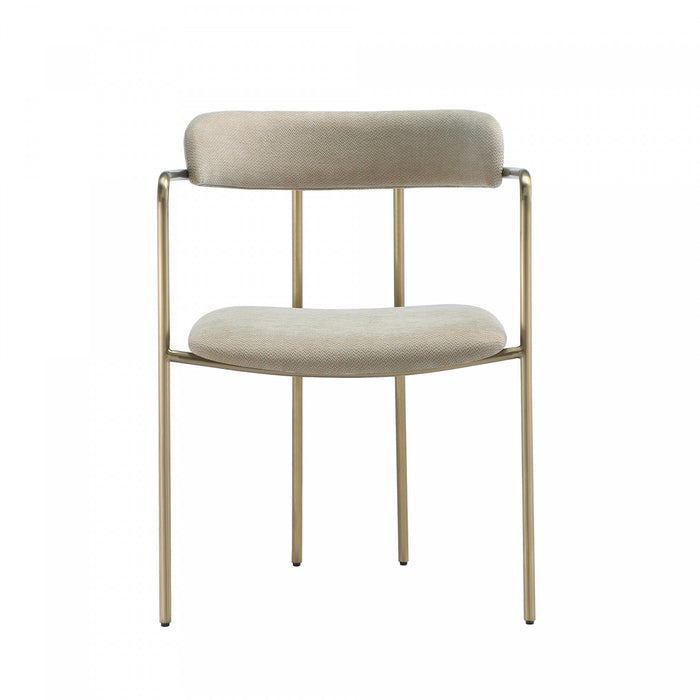 Serene Mid-Century Modern Metal Upholstered Dining Chair in Taupe