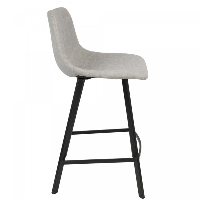 LumiSource Outlaw Grey Faux Leather Industrial Counter-Height Stool - Set of 2