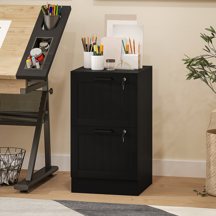 HOMCOM 2 Drawer File Cabinet with Lock Filing Cabinet for A4 Letter Black