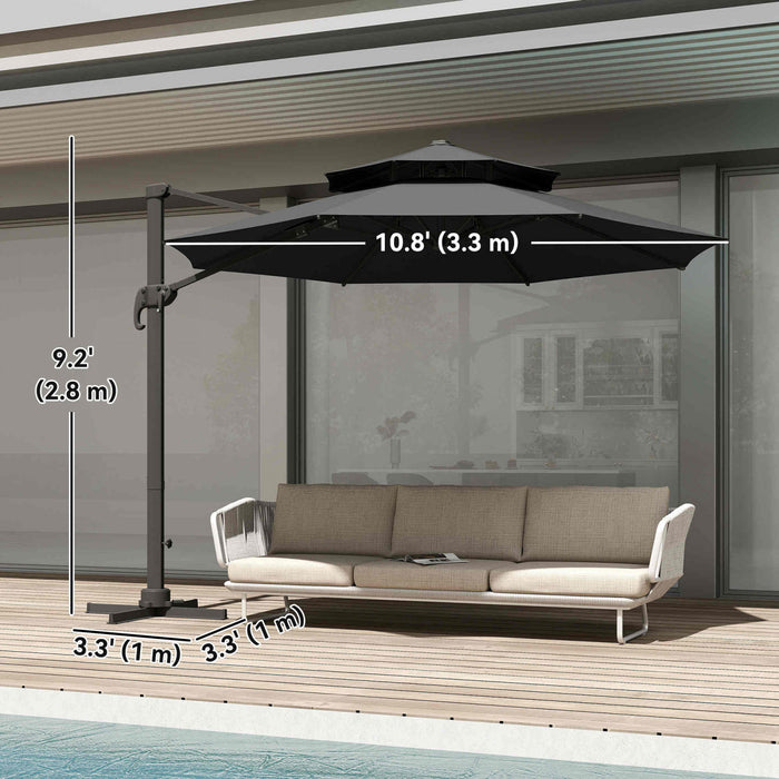 Outsunny 11' Patio Cantilever Umbrella Grey