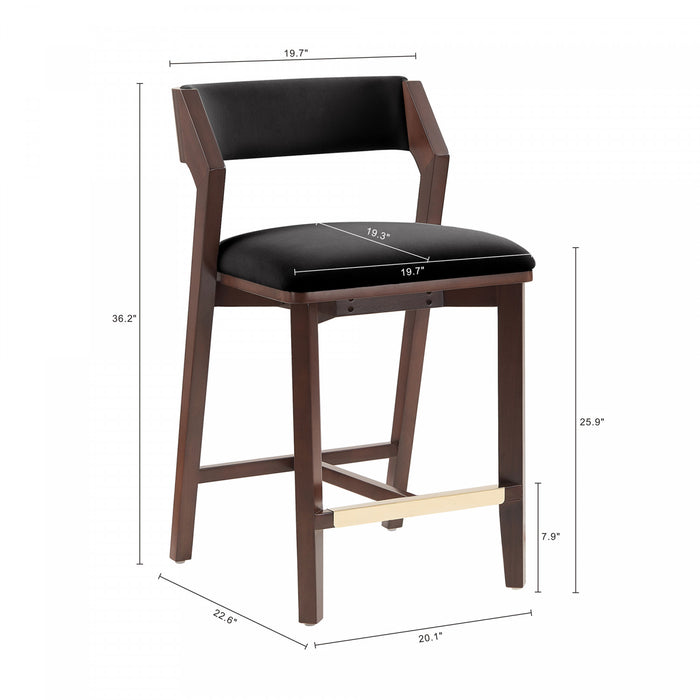 Patricia Modern Wood Upholstered Counter Stool in Black - Set of 3