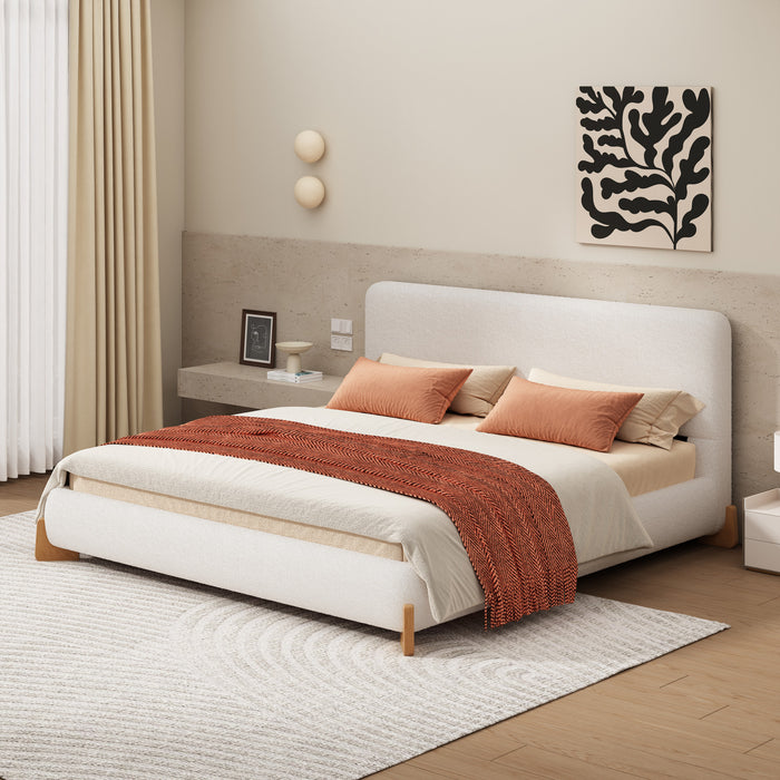Olivia Elegant Comfortable Upholstered Bed,King Size,White King Bed