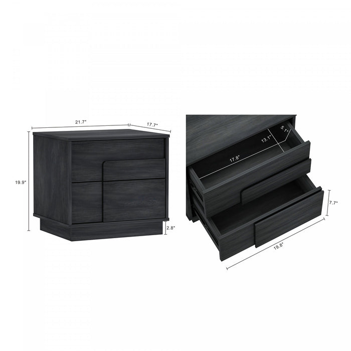 Horizon Modern 22\" Nightstand in Charcoal Gray (2-Drawer)