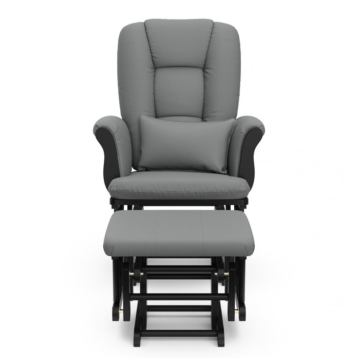 Storkcraft Tuscany Glider and Ottoman - Black/Gray