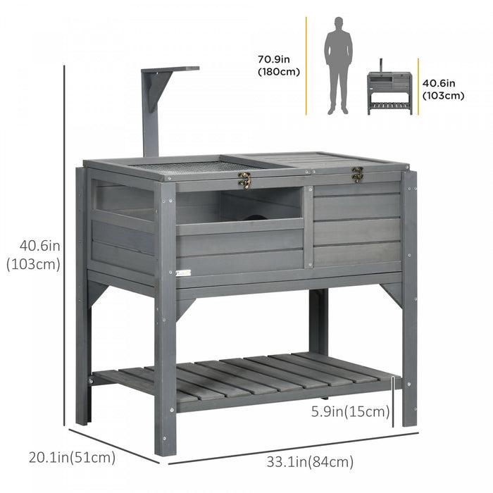 Pawhut Wooden Tortoise House Habitat With Shelf, Tortoise Enclosure For Small Animals With Light Support Frame, Reptile Cage With Tray For Indoor Use, 33\" L X 20\" W X 41\" H