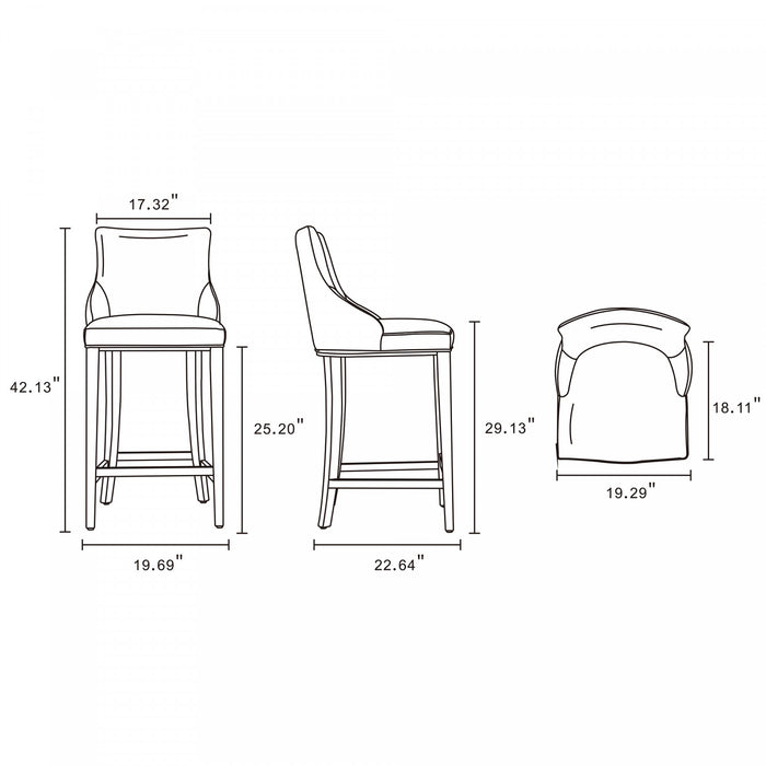 Shubert Modern Wood Upholstered Barstool in Dark Taupe - Set of 2