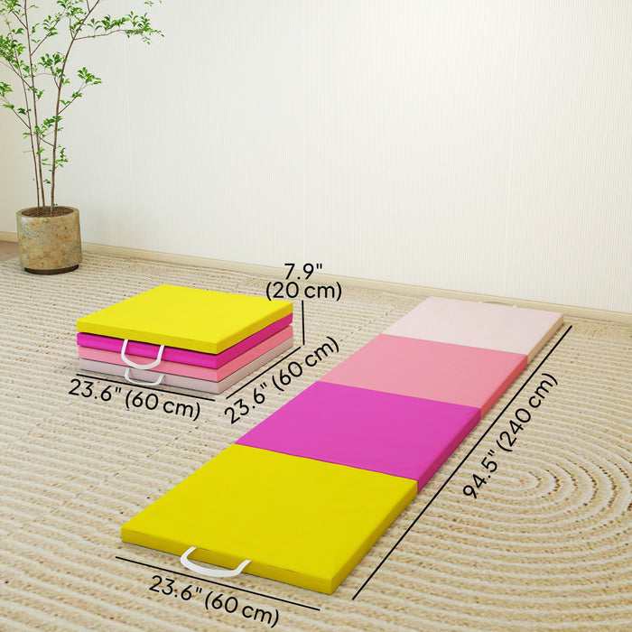 Soozier 8ft Folding Gymnastics Mat, Thick Exercise Mat with Carry Handles
