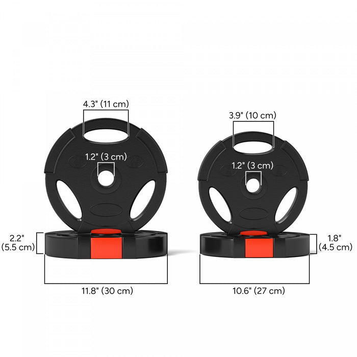 Soozier Set Of 4 1-inch Weight Plates With 3 Grips, 2 X 17lbs + 2 X 11lbs