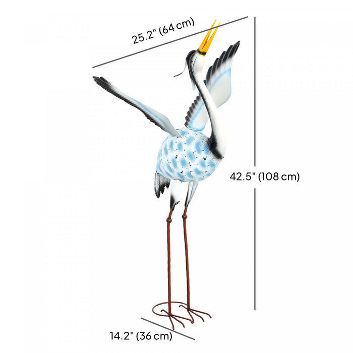 Outsunny Flying Crane Garden Statue, 42.5\" Standing Steel Lawn Ornament