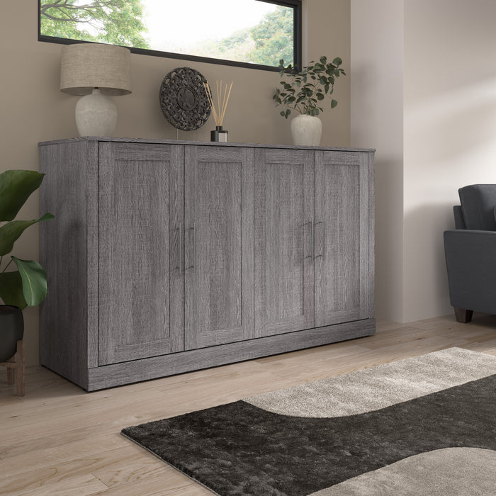 Bestar Pur 69 W Full Cabinet Bed with Mattress - Bark Grey