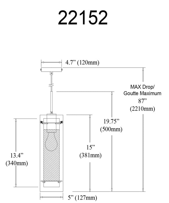 Dainolite Pasha 1 Light Pendant Polished Chrome Finish Clear/Frosted Glass Lamp
