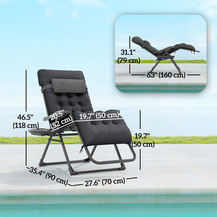 Outsunny Padded Zero Gravity Chair, Folding Recliner Chair, Black