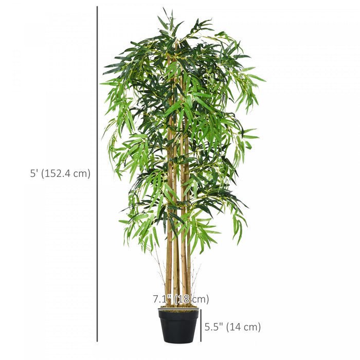 HOMCOM 5FT Artificial Bamboo Tree in Nursery Pot with 1095 Leaves Green