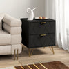 HOMCOM Modern Bedside Table, Nightstand with 2 Drawers for Bedroom, Black