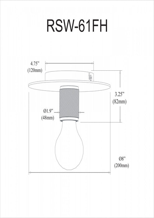 Dainolite Roswell 1 Light Flush Mount Medium Aged Brass Lamp