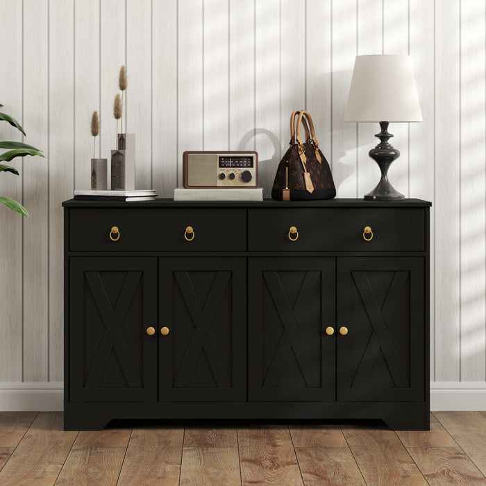 HOMCOM Sideboard Buffet Cabinet, Kitchen Cabinet with Drawers, Black