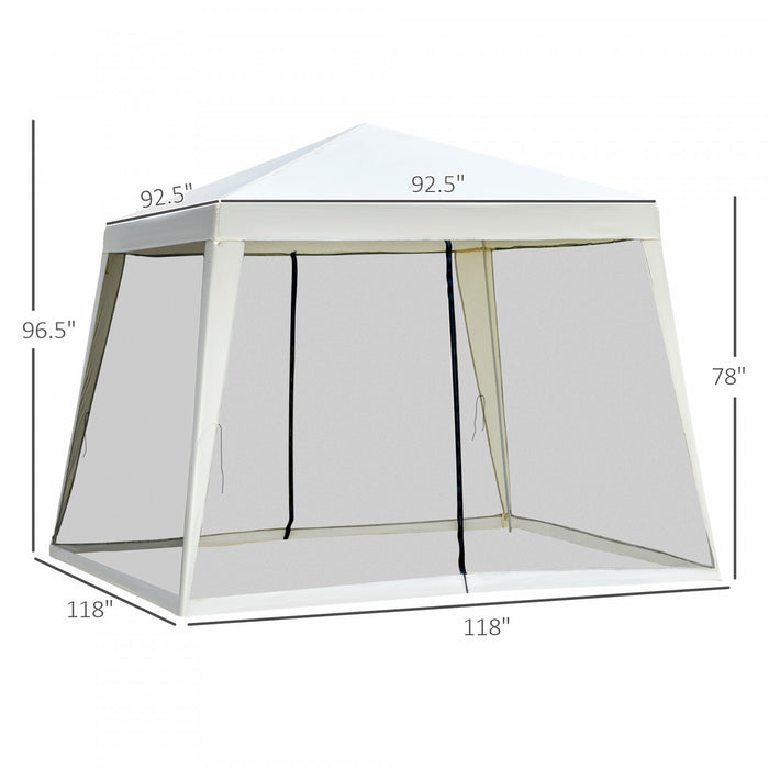 Outsunny 10x10ft Party Tent Canopy With Netting, Patio Screen House Slant Leg Outdoor Gazebo Sun Shade Shelter, Green