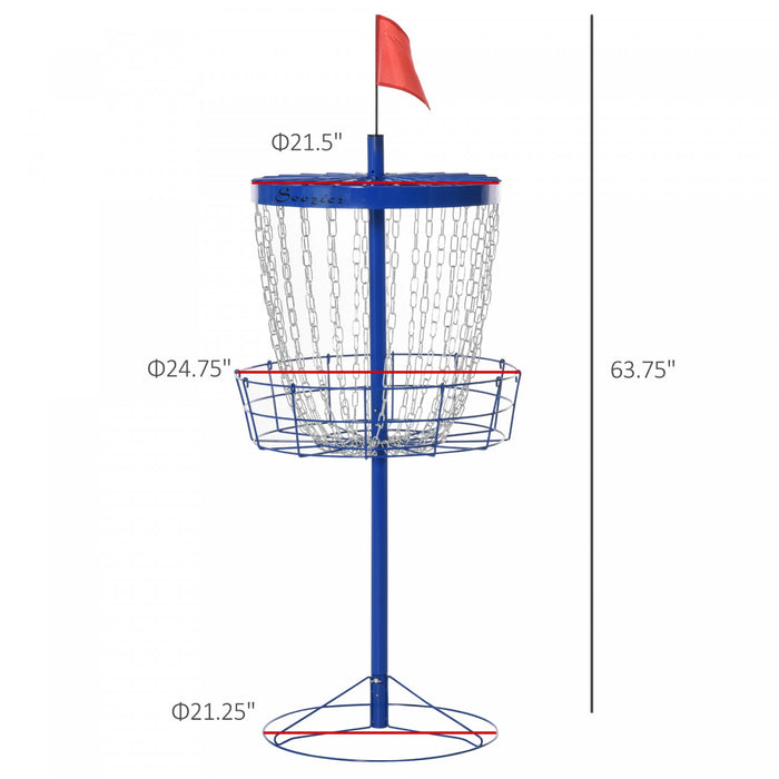 Soozier 24-Chain Portable Practice Basket for Disc Golf Target Stand Easy Assembly & Lightweight Basket w/ Carry Bag, Dark Blue