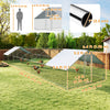 PawHut Metal Chicken Coop, Walk-in Large Chicken Run, Poultry Cage for 36-50 Hen, Duck, Rabbit with Water- and UV-Protection Cover, for Backyard, Garden, 39.4' x 9.8' x 6.4'