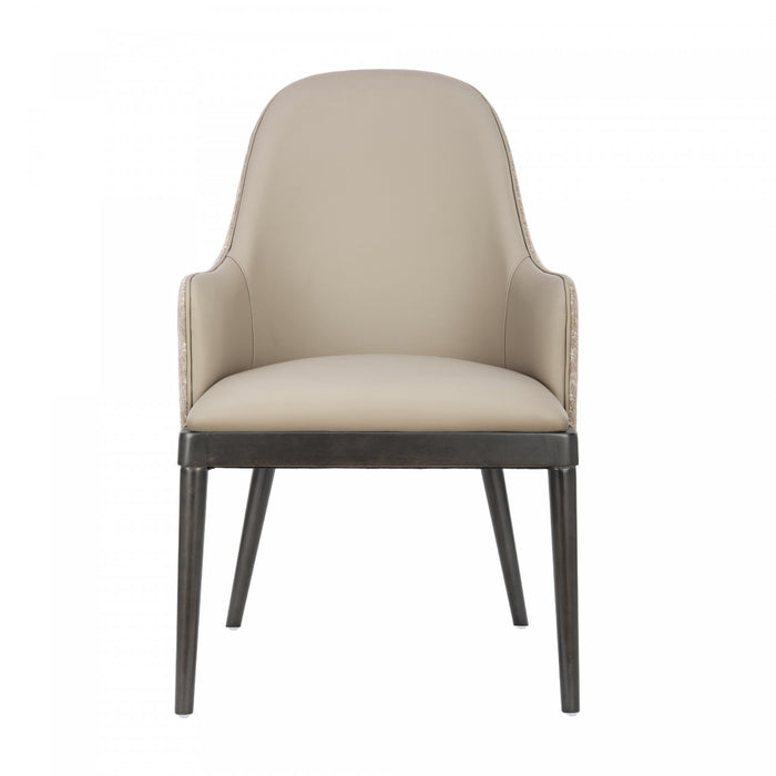 Drew Contemporary Wood Upholstered Armchair in Taupe