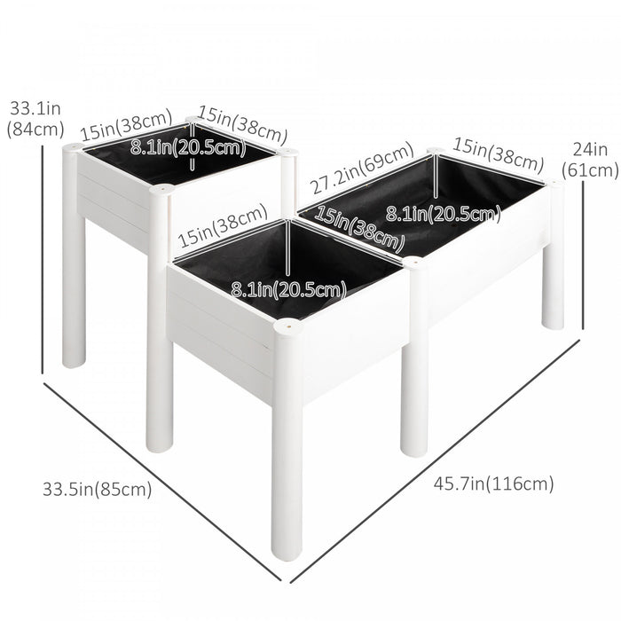 Outsunny 46'' X 34'' X 33'' Raised Garden Bed With Legs, Diy Wooden Raised Planter With Non-woven Liner, Freestanding Plant Stand For Plants -white