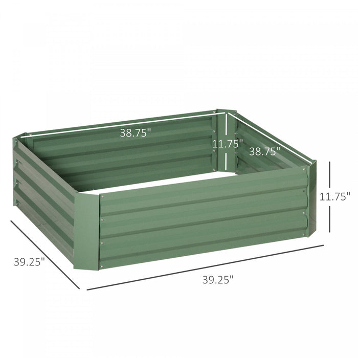 Outsunny 39\" X 39\" X 12\" Set Of 2 Raised Garden Bed, Elevated Planter Box With Galvanized Steel Frame For Growing Flowers, Herbs, Succulents, Green