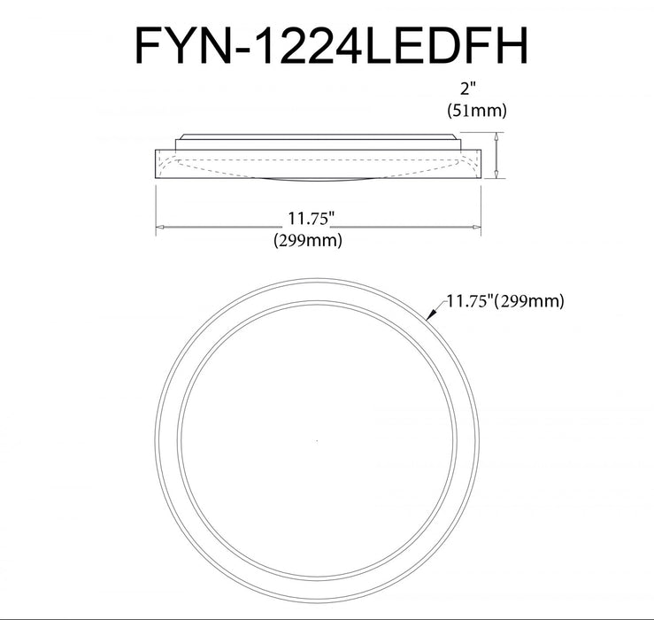 Dainolite Flynn Flush Mount 24w Matte White White Diffuser Lamp