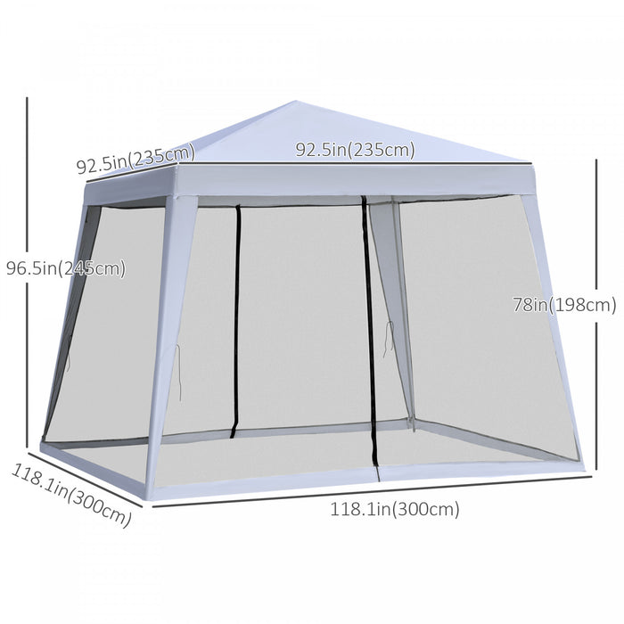 Outsunny 10x10ft Party Tent Canopy With Netting, Patio Screen House Slant Leg Outdoor Gazebo Sun Shade Shelter, Grey