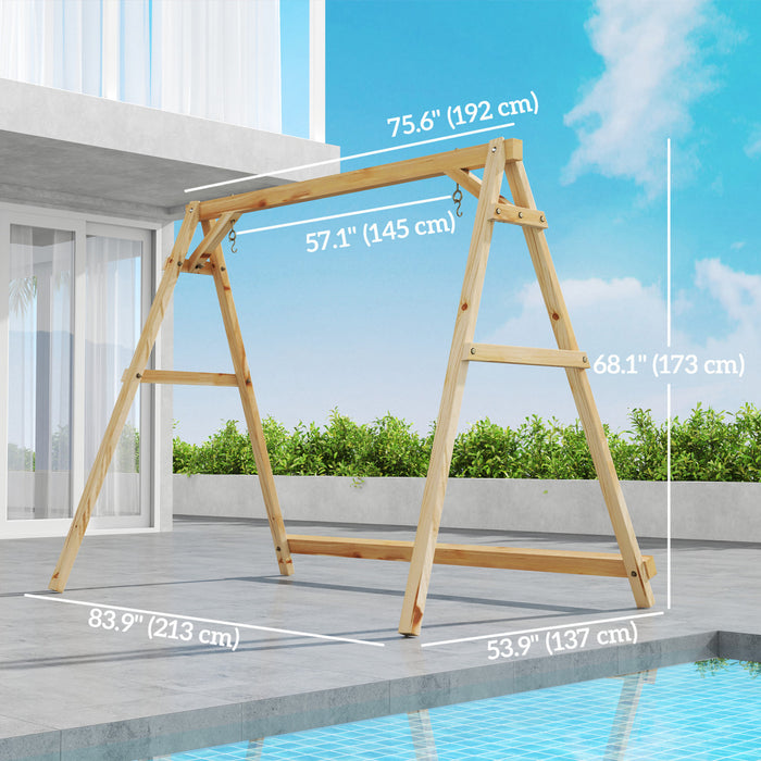 Outsunny Porch Swing Frame, A-Frame Wooden Swing Stand with Reinforced Bars