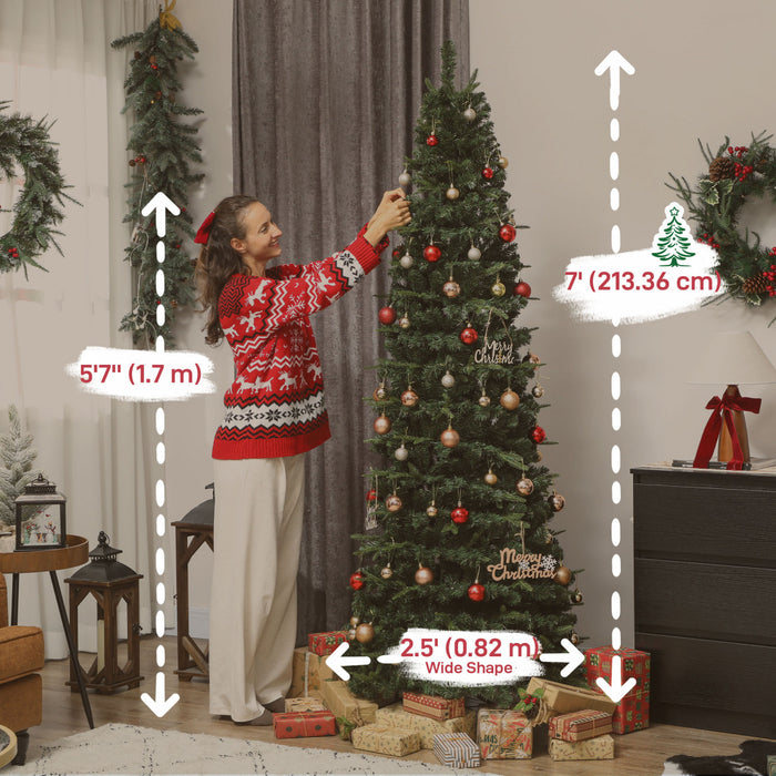 HOMCOM 7 ft Prelit Pop Up Christmas Tree, Collapsible Xmas Tree, Green