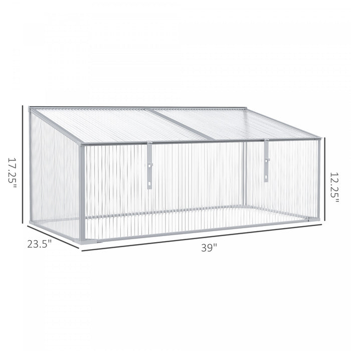 Outsunny 39''x23.5''x17.25'' Outdoor & Indoor Greenhouse For Plants Larger Room With Adjustable Sunshine Board, Cold Frame