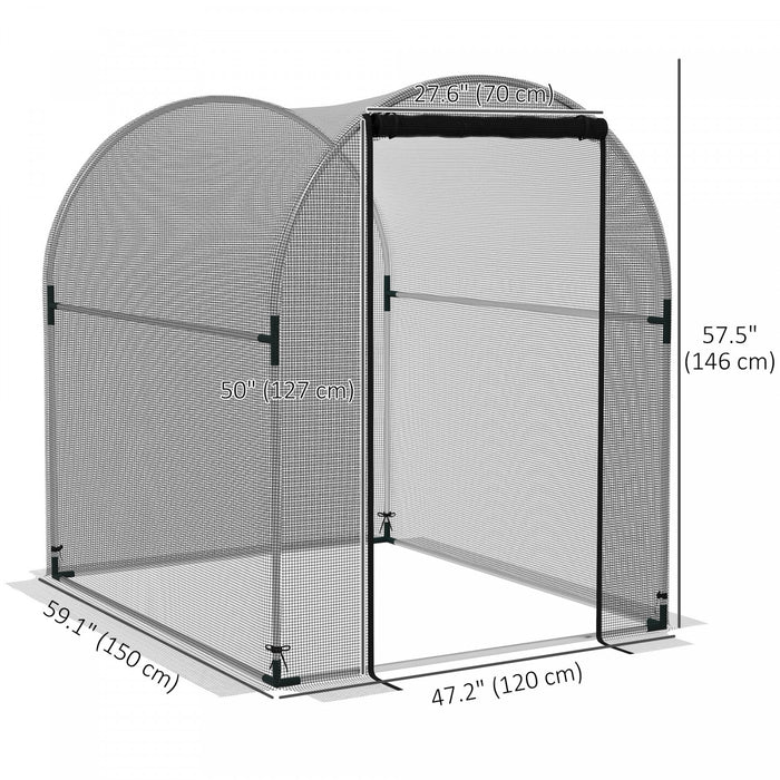 Outsunny 4.9' x 3.9' Plant Protector from Animals with Zipper Roll-Up Door