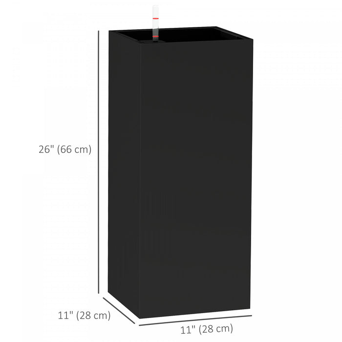 Outsunny 2 Pack Plastic Planter, 11 Inch Outdoor Planters, Black