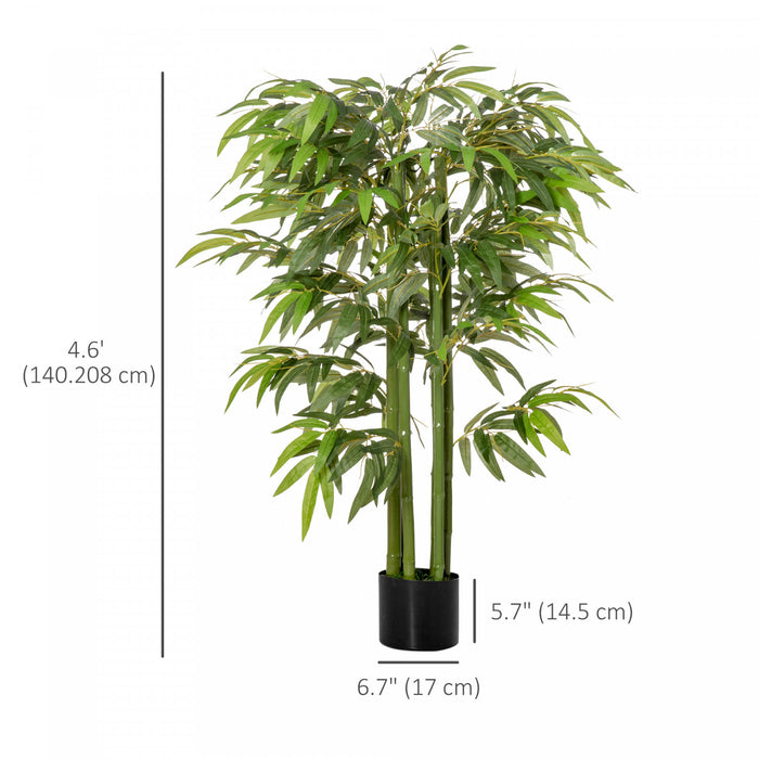 HOMCOM 4.6' Artificial Bamboo Tree Fake Plant in Pot Indoor Decoration