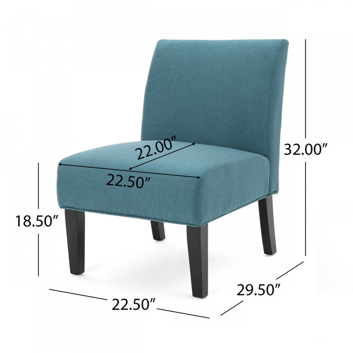Oliver Linen-look Fabric Accent Chair With Rubberwood Legs - Teal