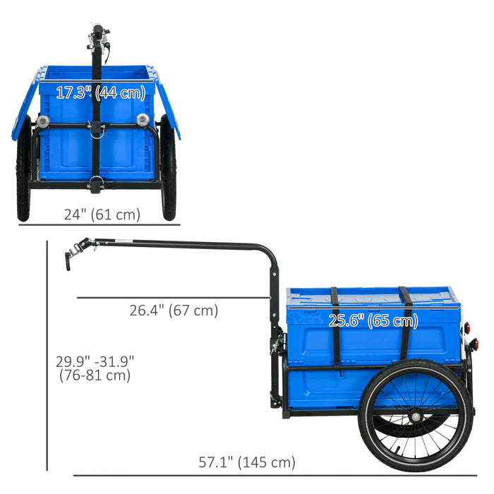 Aosom Bicycle Cargo Trailer Bike Wagon with Removable Storage Box, Blue