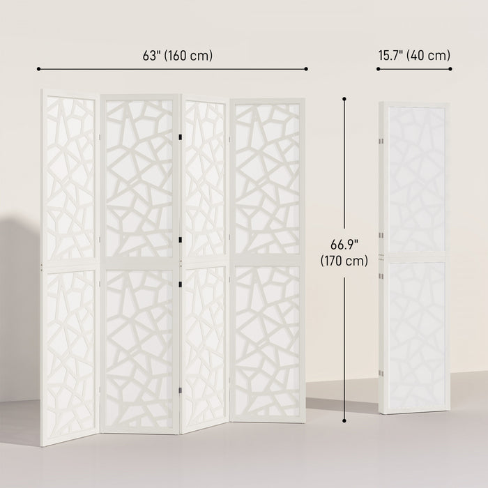HOMCOM 4 Panel Room Divider, 5.6 FT Lightweight Privacy Screen, White