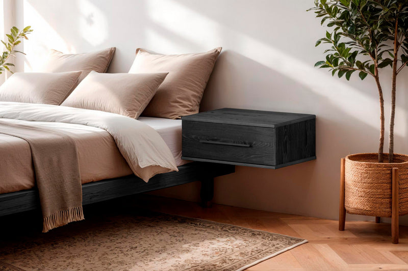 Primo Set Of 2 Floating Nightstands With 1 Drawer - Black Oak 